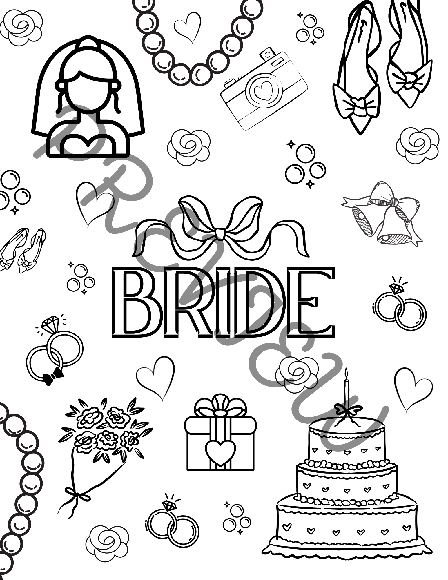 Wedding Party Coloring Pages (17 pg Instant Download)