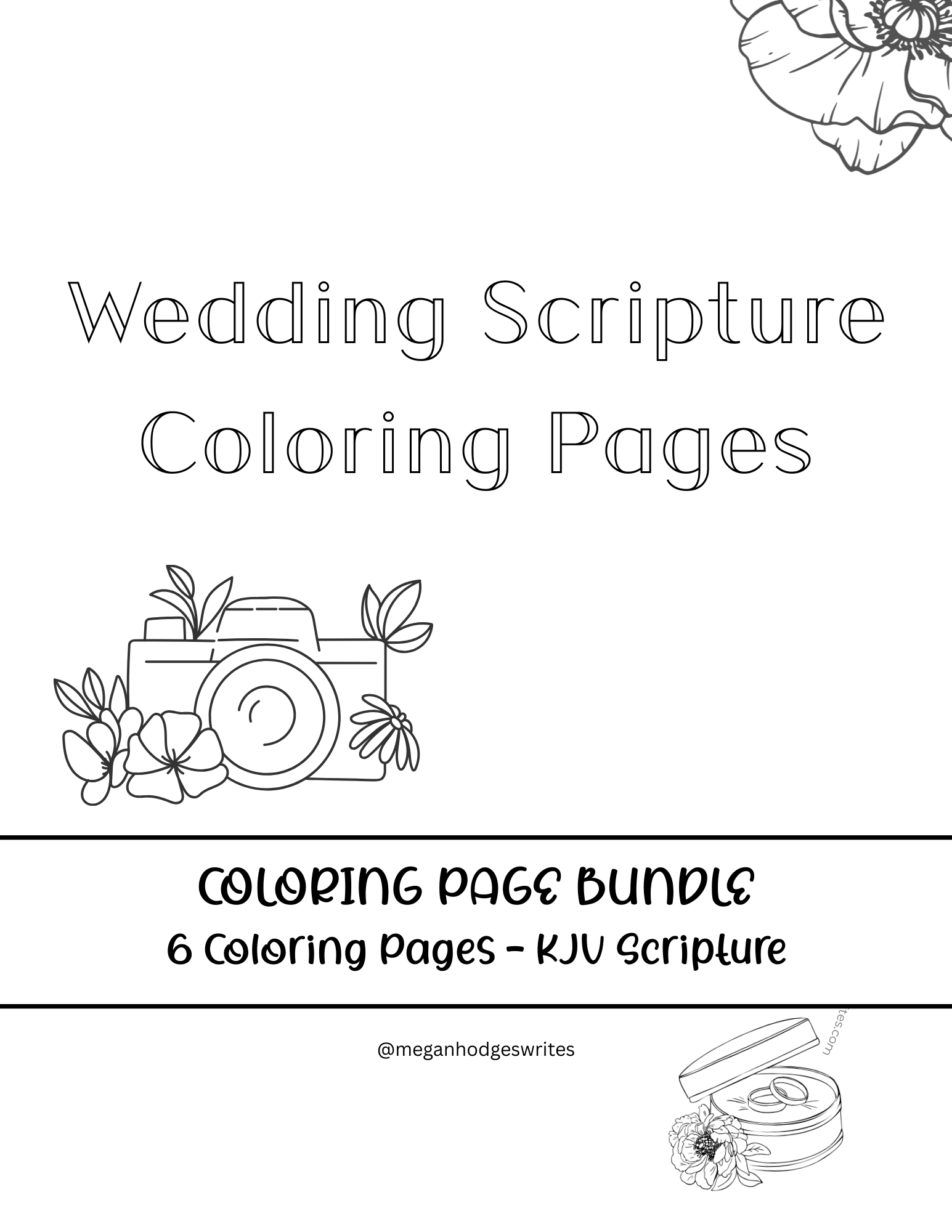 Wedding Scripture Coloring Pages (KJV Bible Verse, 9pg Instant Download)