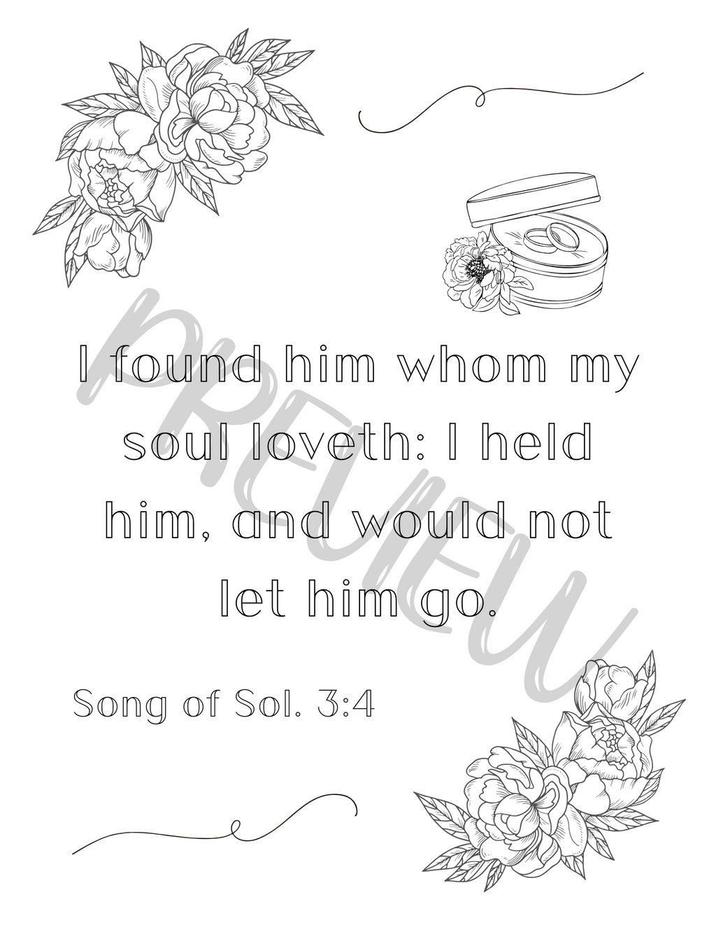 Wedding Scripture Coloring Pages (KJV Bible Verse, 9pg Instant Download)
