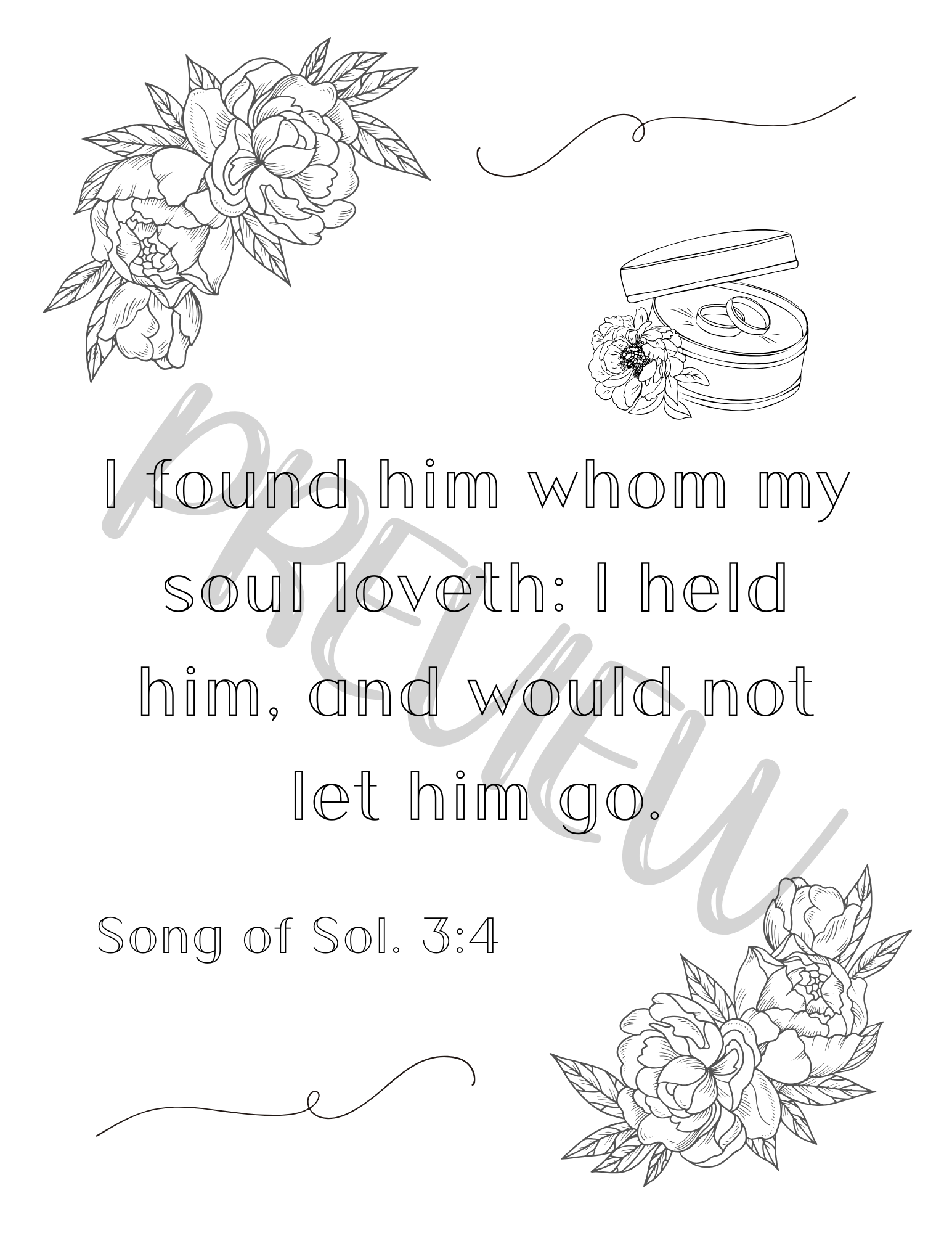 Wedding Scripture Coloring Pages (KJV Bible Verse, 9pg Instant Download)